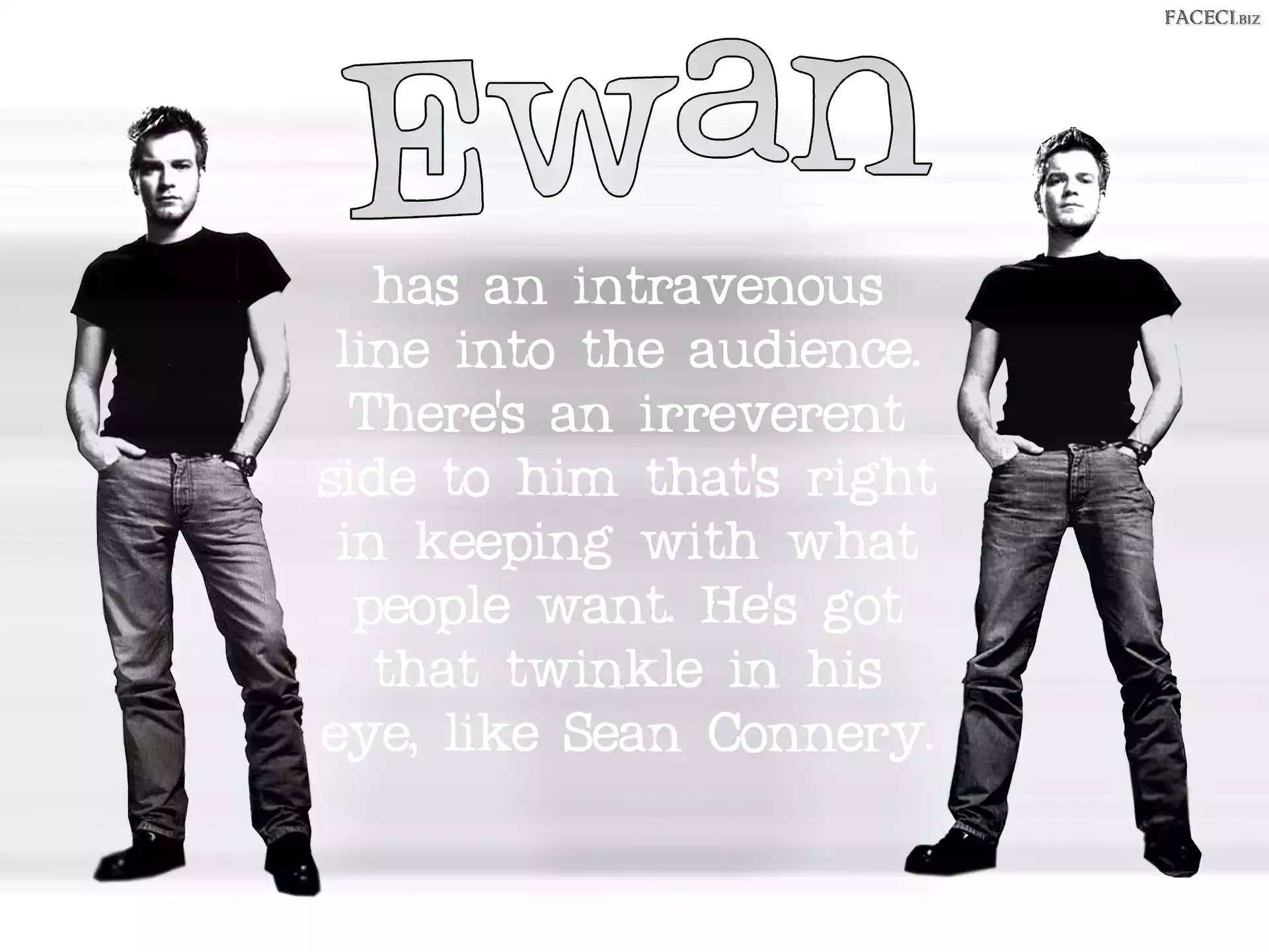 jeansy, Ewan McGregor, czarna koszulka